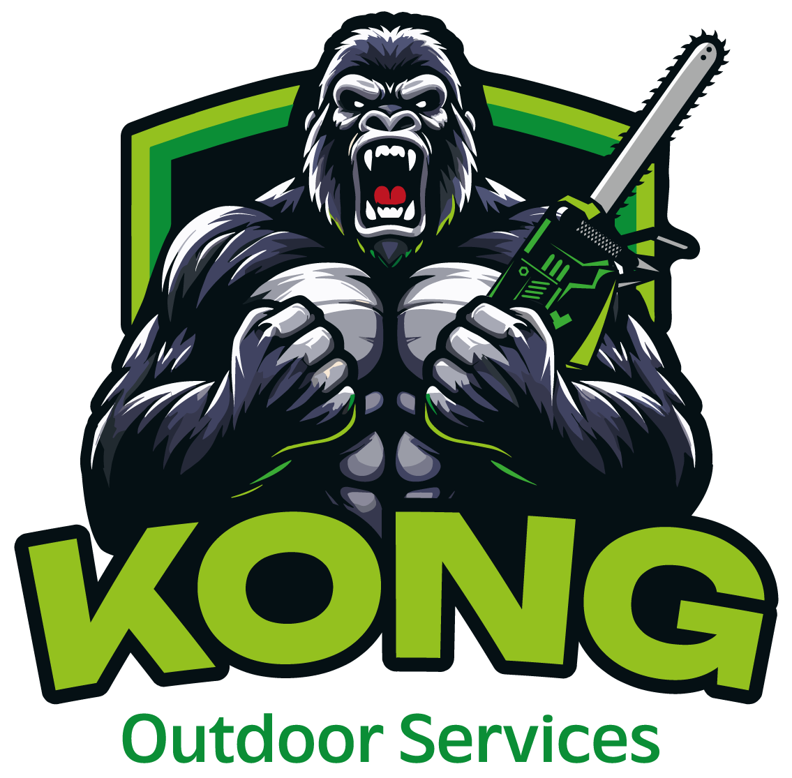Kong Outdoor Services Logo Kong Outdoor Services company logo with gorilla and chainsaw